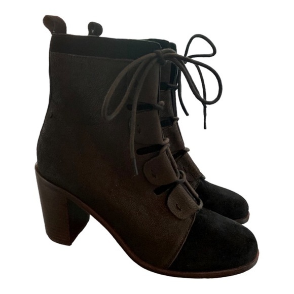 ED Ellen Degeneres NWOT Wallee Black Leather Suede Lace-Up Ankle Boots sz 9.5 - Picture 5 of 9